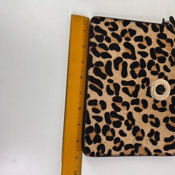 Paul Costelloe Leopard Print Leather Crossbody Bag With Gold Chain & Zipper Clos - Picture 4 of 11
